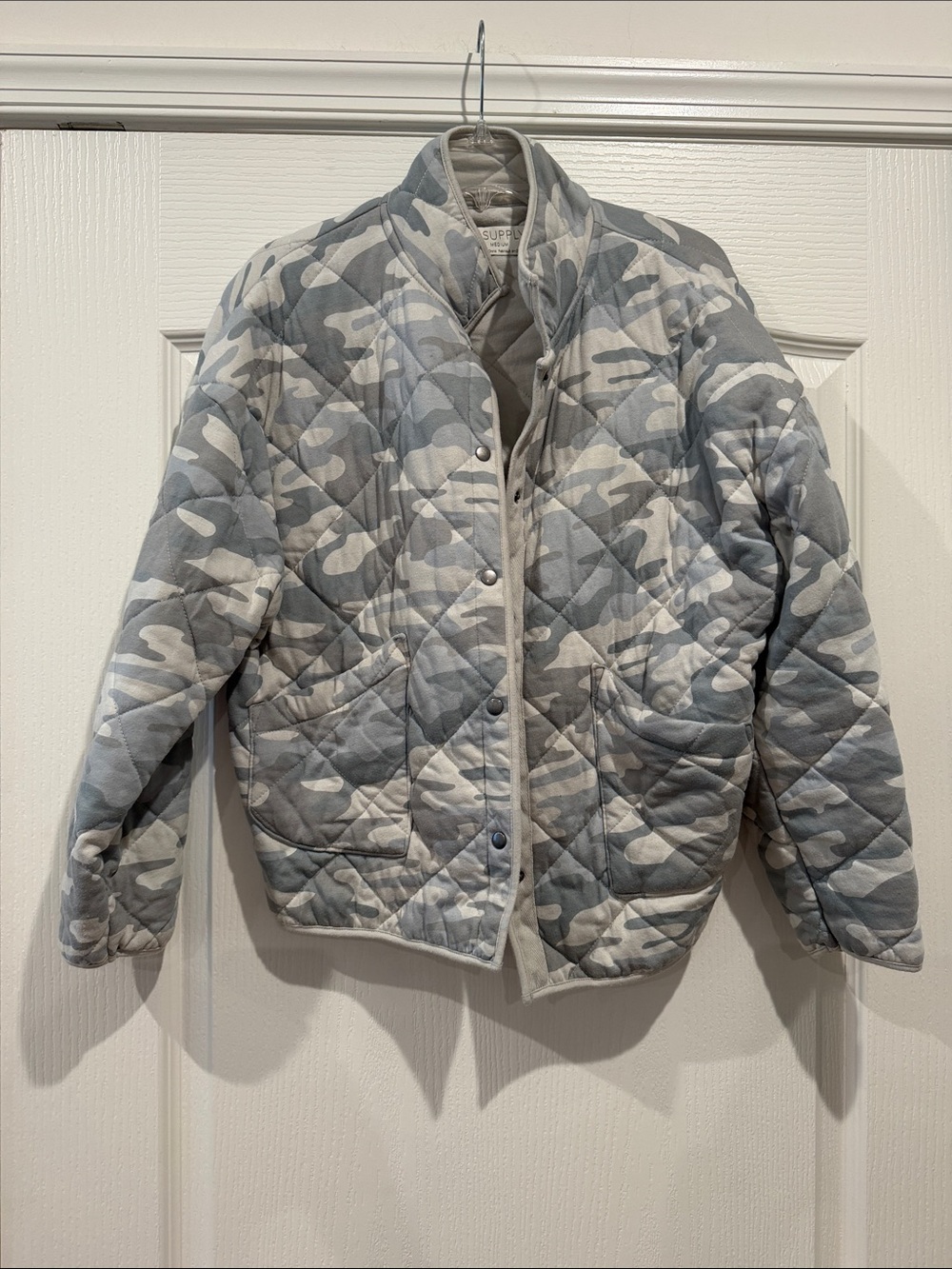 Z Supply Gray & White Quilted Camo Puffer